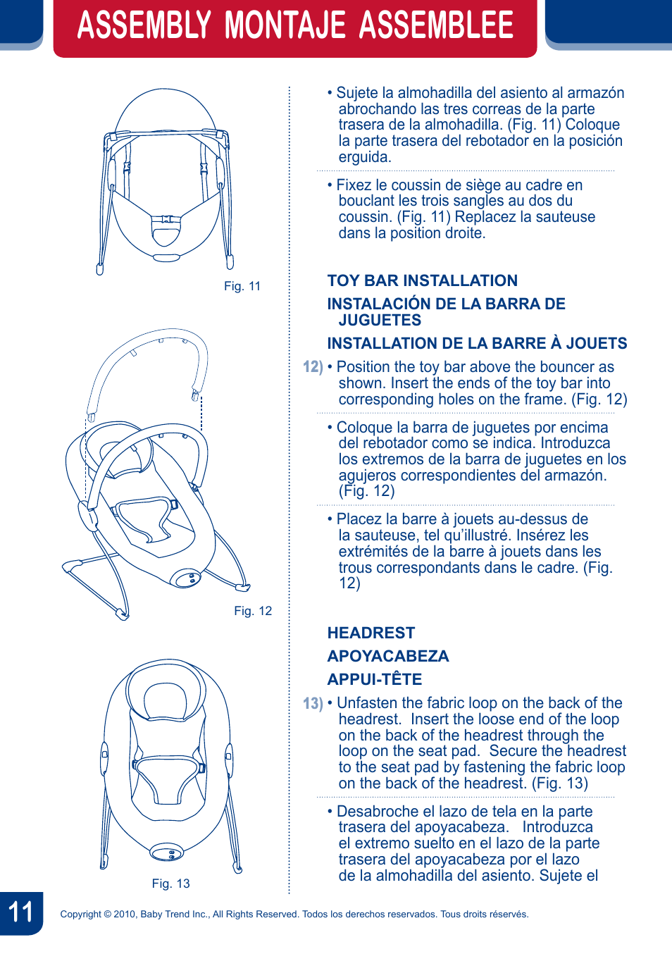 Assembly montaje assemblee | BabyTrend BC20990 - TREND EZ BOUNCER - MONKEY AROUND User Manual | Page 13 / 20