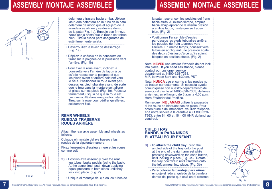 Assembly montaje assemblee | BabyTrend TS40723 - EZ RIDE5 TRAVEL SYSTEM - CAPRI User Manual | Page 5 / 12