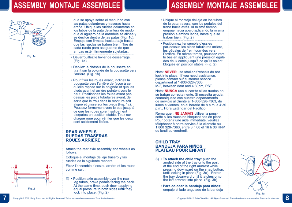 Assembly montaje assemblee | BabyTrend TS25823 - ENCORE TRAVEL SYSTEM - EMILY User Manual | Page 5 / 12