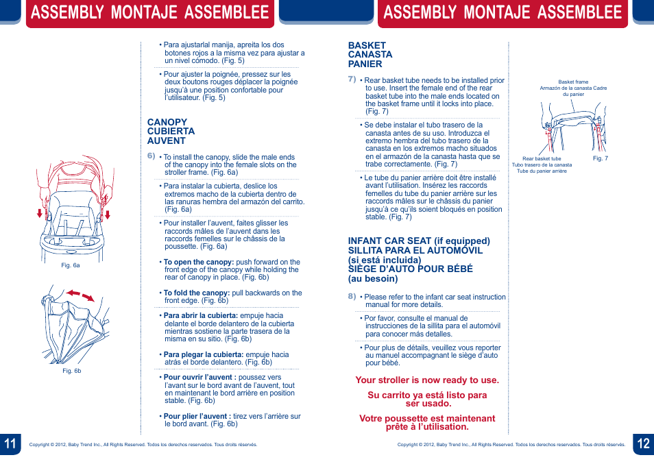 Assembly montaje assemblee | BabyTrend TS25823 - ENCORE TRAVEL SYSTEM - EMILY User Manual | Page 7 / 12