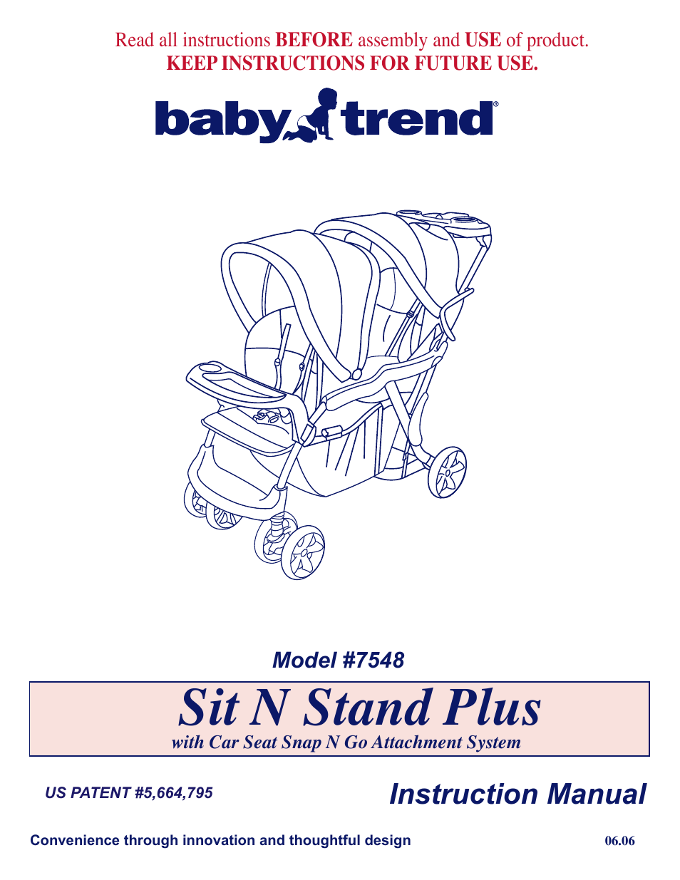 BabyTrend 7548LX-PT - SIT N' STAND PLUS STROLLE - SILVERADO User Manual | 8 pages