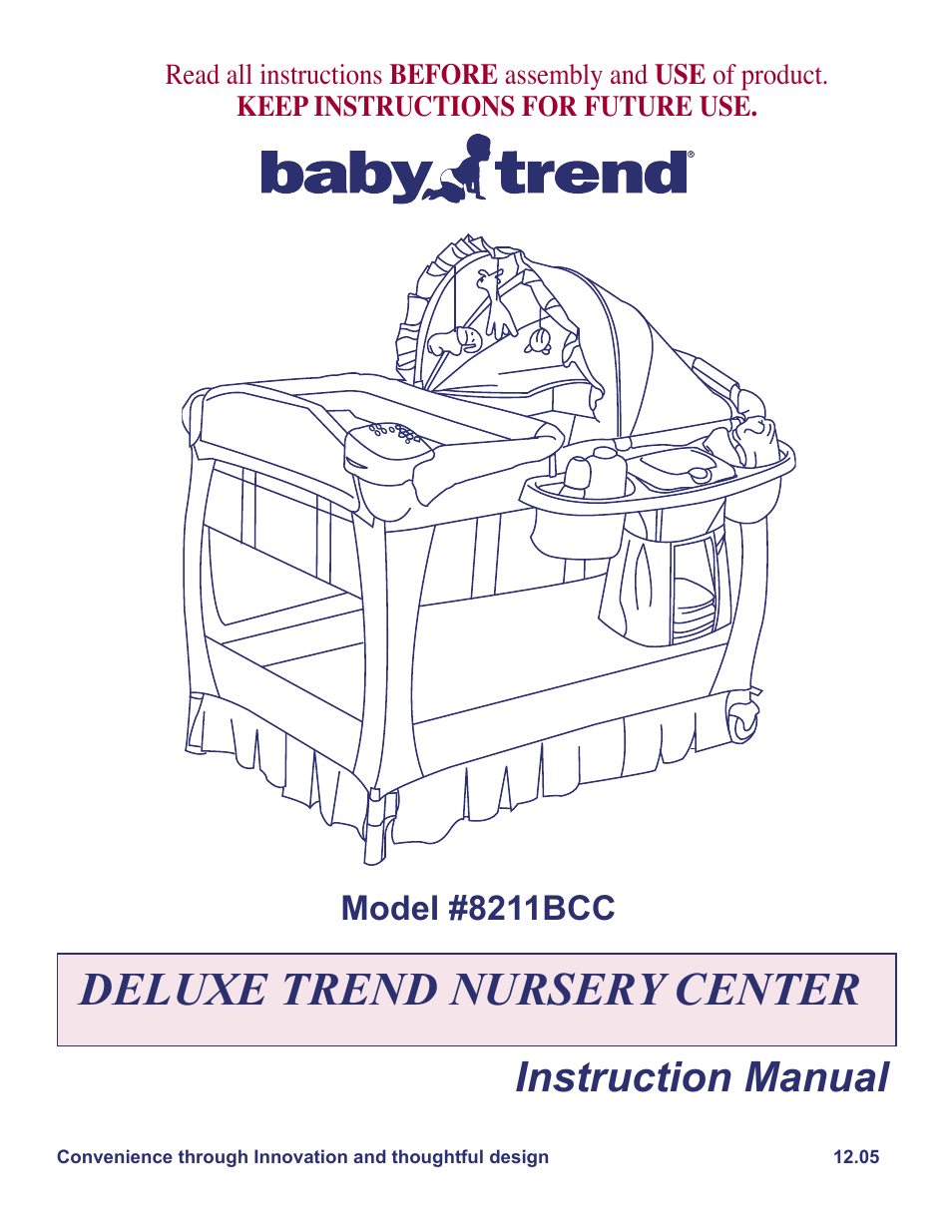 BabyTrend 8211BCC - DELUXE NURSERY CENTER - CHATHAM User Manual | 11 pages