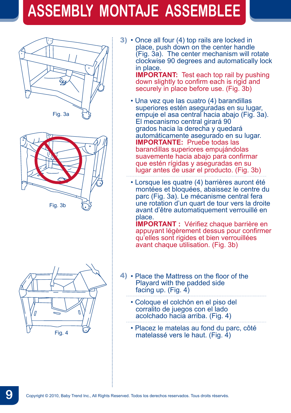 Assembly montaje assemblee | BabyTrend PY91960 - NURSERY CENTER - KIKU User Manual | Page 11 / 32