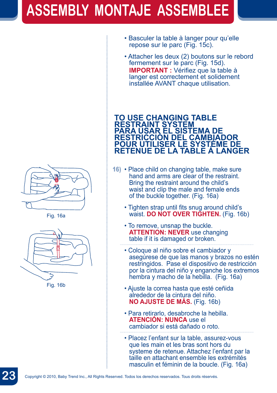 Assembly montaje assemblee | BabyTrend PY91960 - NURSERY CENTER - KIKU User Manual | Page 25 / 32