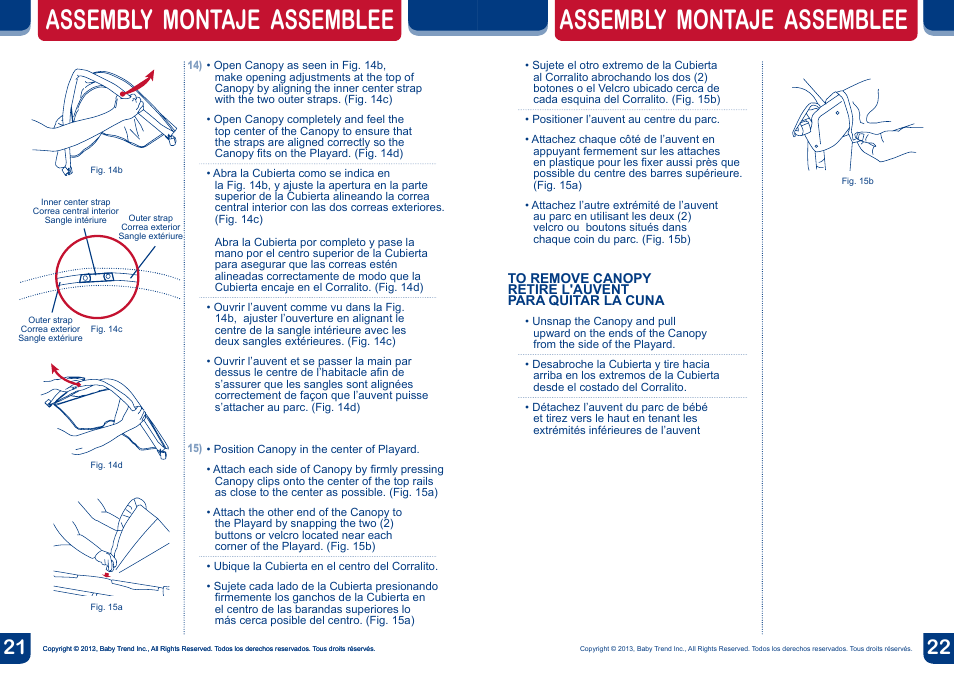 Assembly montaje assemblee | BabyTrend 8274BCC - DELUXE NURSERY CENTER - HAVENWOOD User Manual | Page 12 / 20