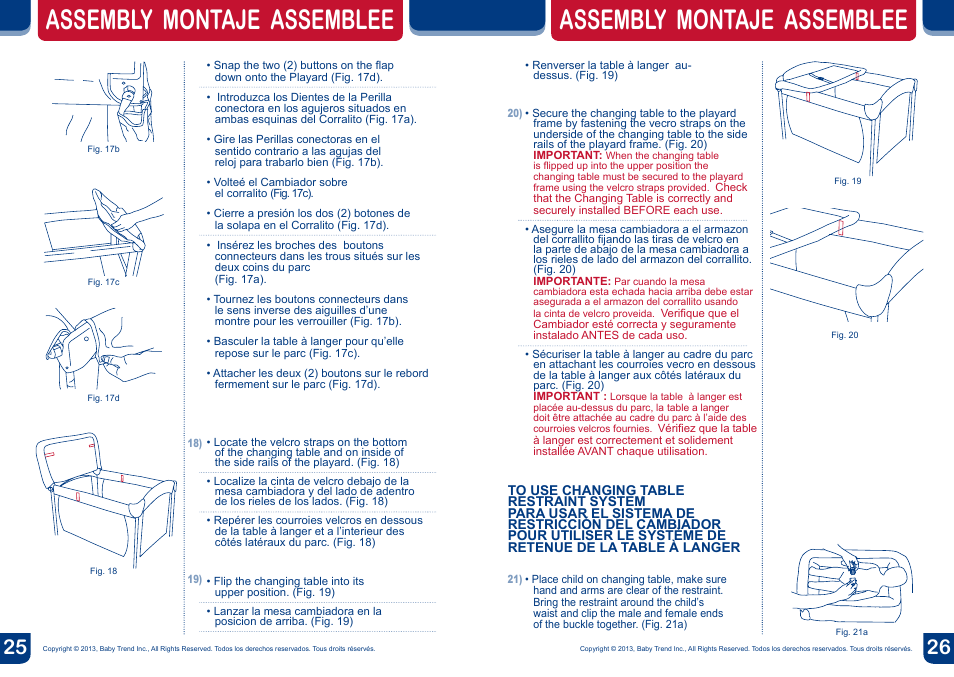 Assembly montaje assemblee | BabyTrend 8274BCC - DELUXE NURSERY CENTER - HAVENWOOD User Manual | Page 14 / 20