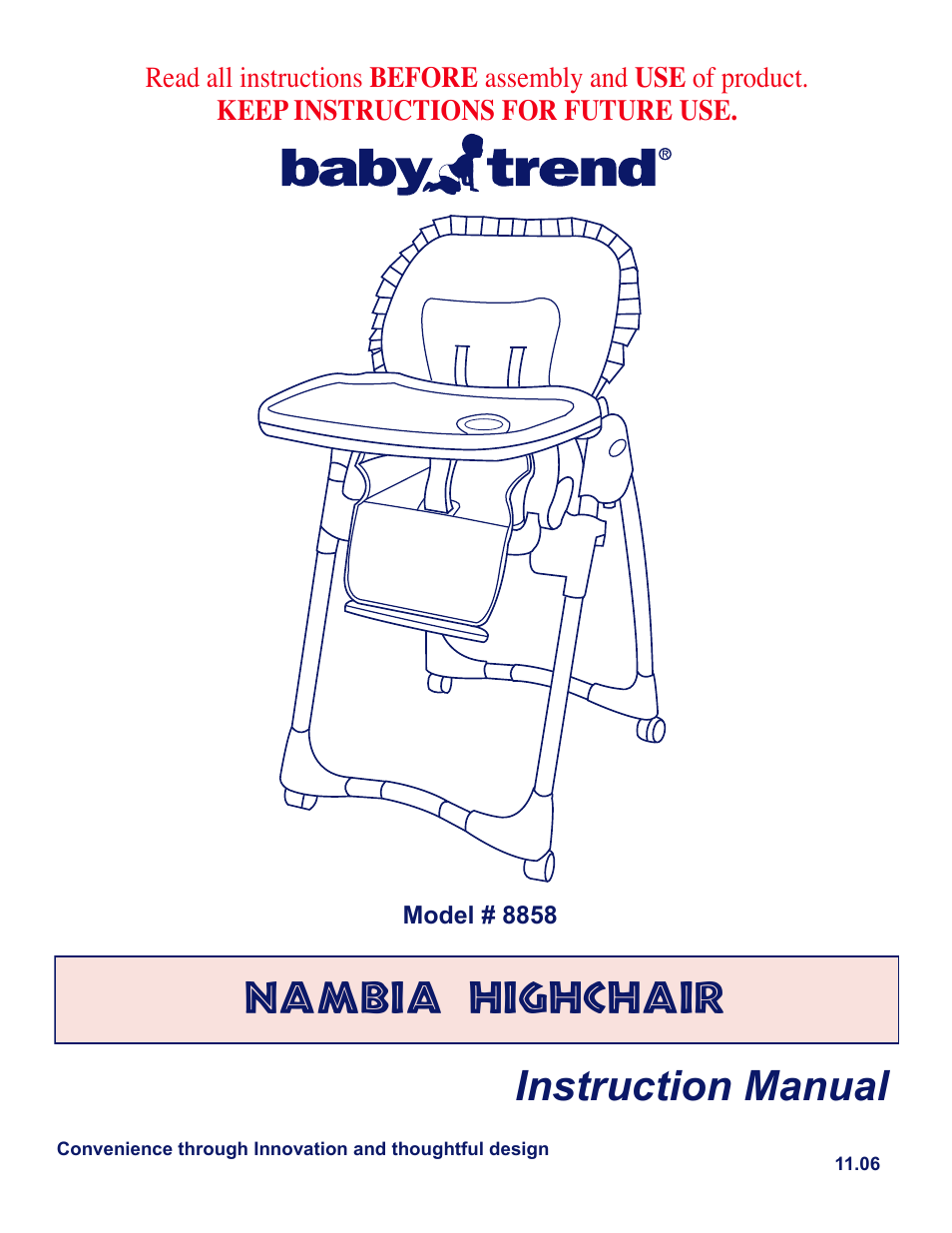 BabyTrend 8856 - TREND HIGH CHAIR - SERENGETTI User Manual | 6 pages