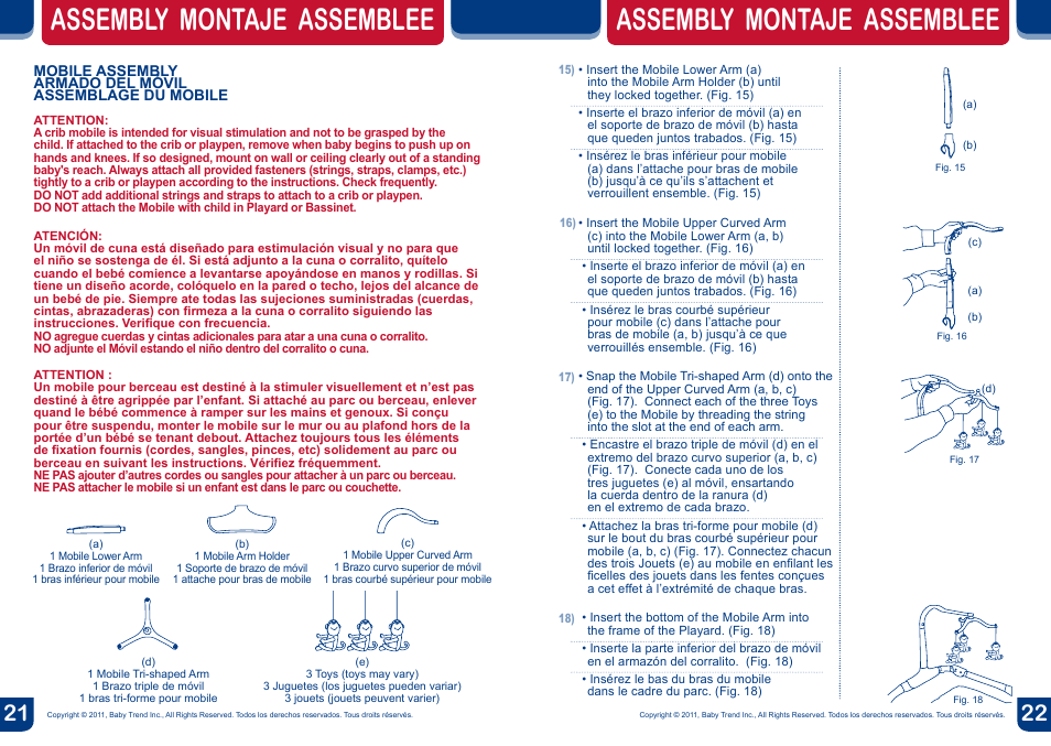 Assembly montaje assemblee | BabyTrend PY81957 - NURSERY CENTER - JUNGLE FRIENDS User Manual | Page 12 / 12