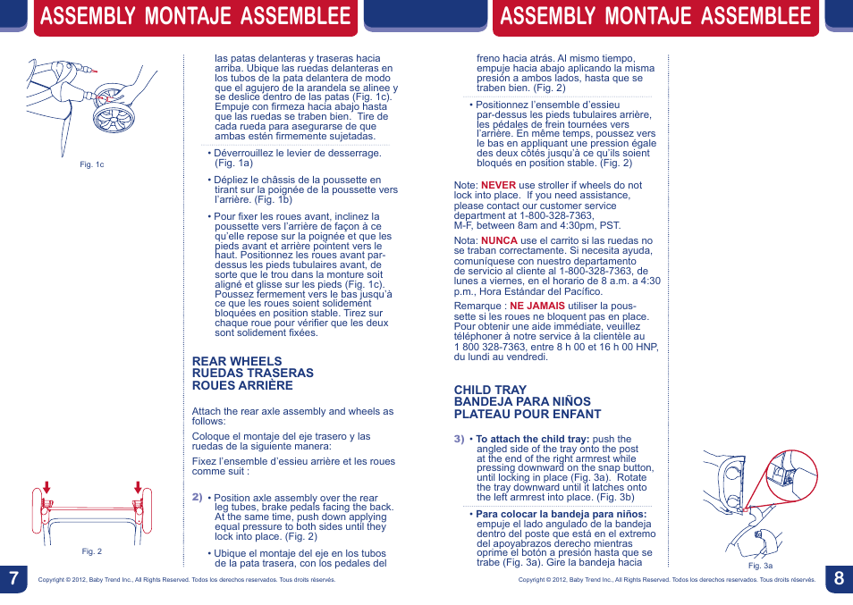 Assembly montaje assemblee | BabyTrend TS57834 - ENVY5 TRAVEL SYSTEM - JUNGLE SAFARI User Manual | Page 5 / 12