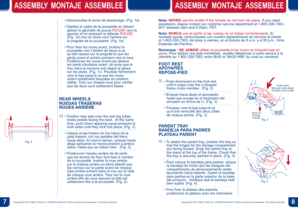 Assembly montaje assemblee | BabyTrend TN74740 - SIT N' STAND DX TRAVEL SYSTEM - VANGUARD User Manual | Page 5 / 14