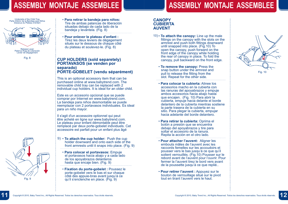 Assembly montaje assemblee | BabyTrend TN74740 - SIT N' STAND DX TRAVEL SYSTEM - VANGUARD User Manual | Page 7 / 14