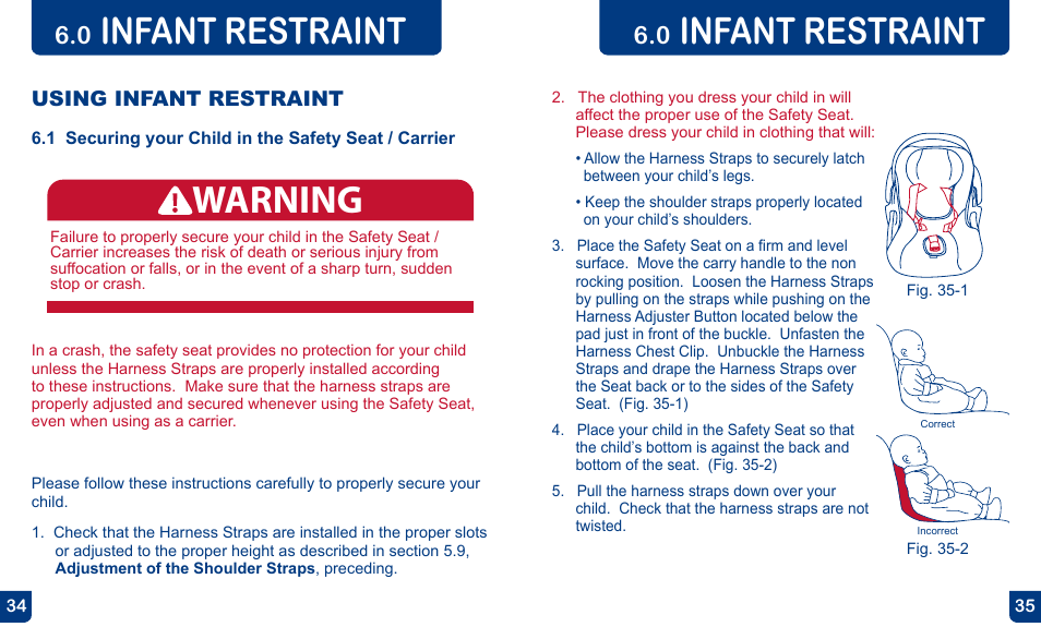 Warning, Infant restraint | BabyTrend CS31983 - FLEX-LOC INFANT CAR SEAT - ALL STAR User Manual | Page 18 / 27