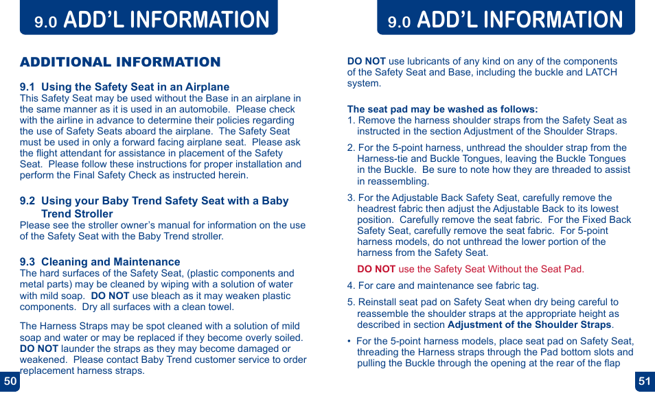 Add’l information, Additional information | BabyTrend CS31983 - FLEX-LOC INFANT CAR SEAT - ALL STAR User Manual | Page 26 / 27