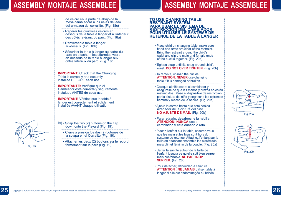 Assembly montaje assemblee | BabyTrend PY87915 - DELUXE NURSERY CENTER - NORTHRIDGE PLAID User Manual | Page 14 / 20