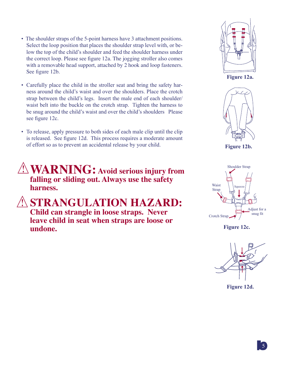 Warning, Strangulation hazard | BabyTrend 9118A - EXPEDITION LX - SPICE User Manual | Page 5 / 8