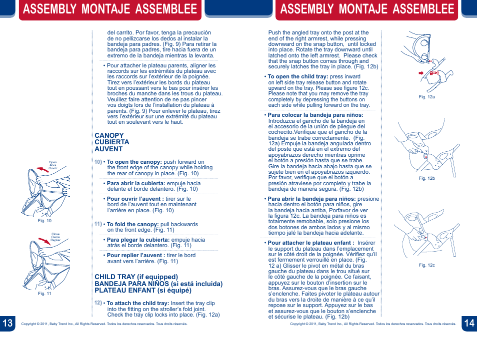 Assembly montaje assemblee | BabyTrend JG90309 - EXPEDITION SPORT 3-WHEEL STROLLER - ECHO User Manual | Page 8 / 14