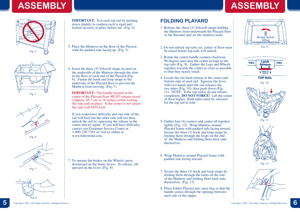 Assembly, Folding playard | BabyTrend PY90918 - MINI NURSERY CENTER - TWILIGHT User Manual | Page 4 / 8