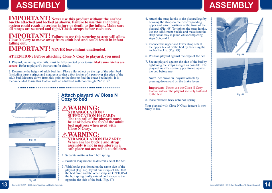 Assembly, Warning, Important | BabyTrend PY90918 - MINI NURSERY CENTER - TWILIGHT User Manual | Page 8 / 8