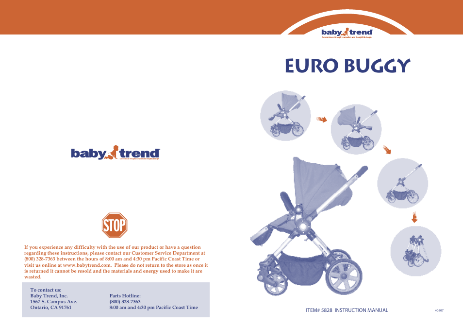 BabyTrend 5828 - EURO BUGGY User Manual | 6 pages