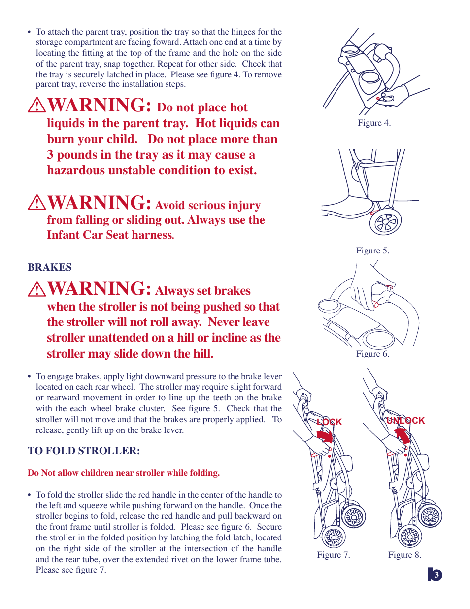 Warning | BabyTrend 1305R - SNAP-N-GO User Manual | Page 4 / 5