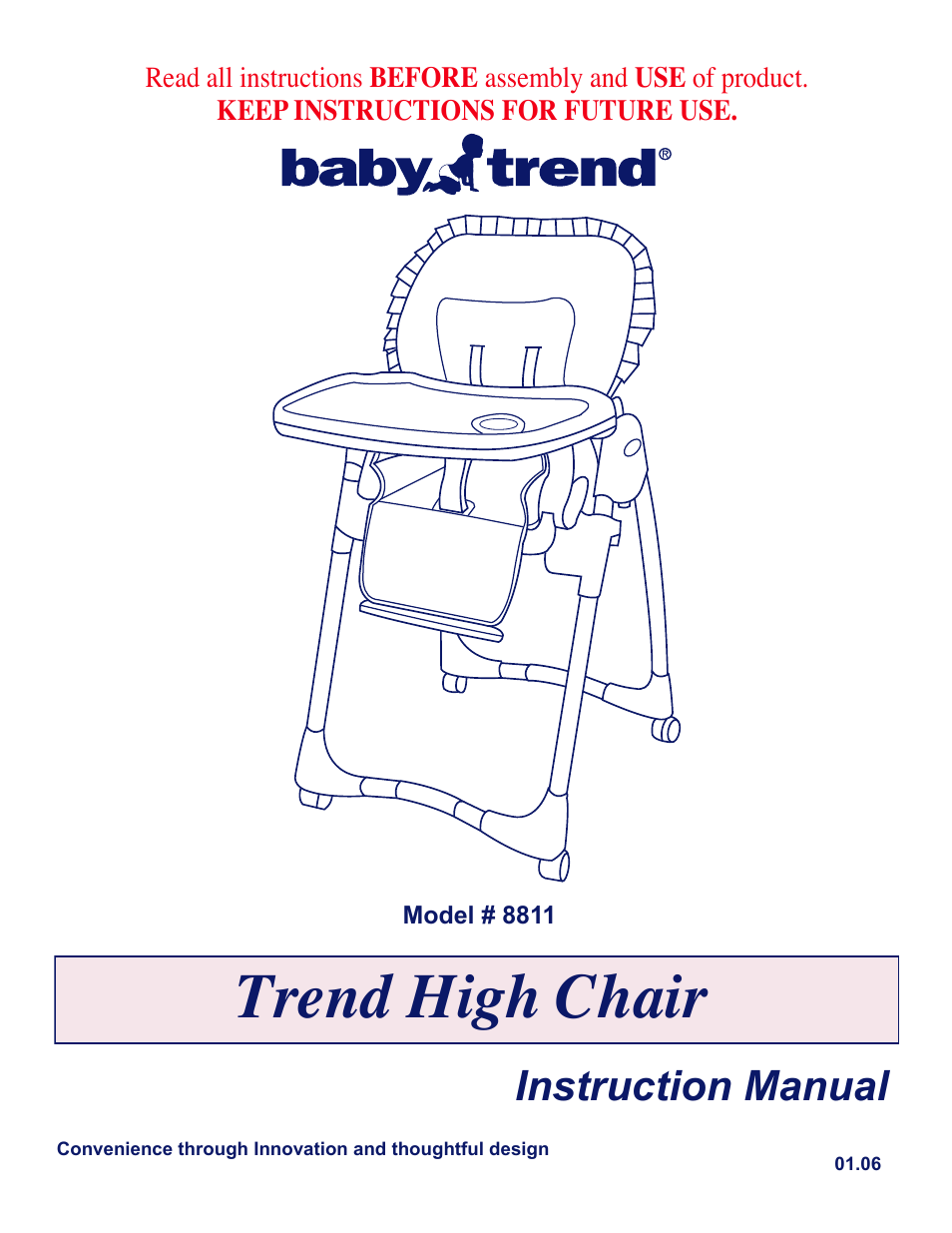 BabyTrend 8811 - CHATHAM HIGH CHAIR User Manual | 6 pages