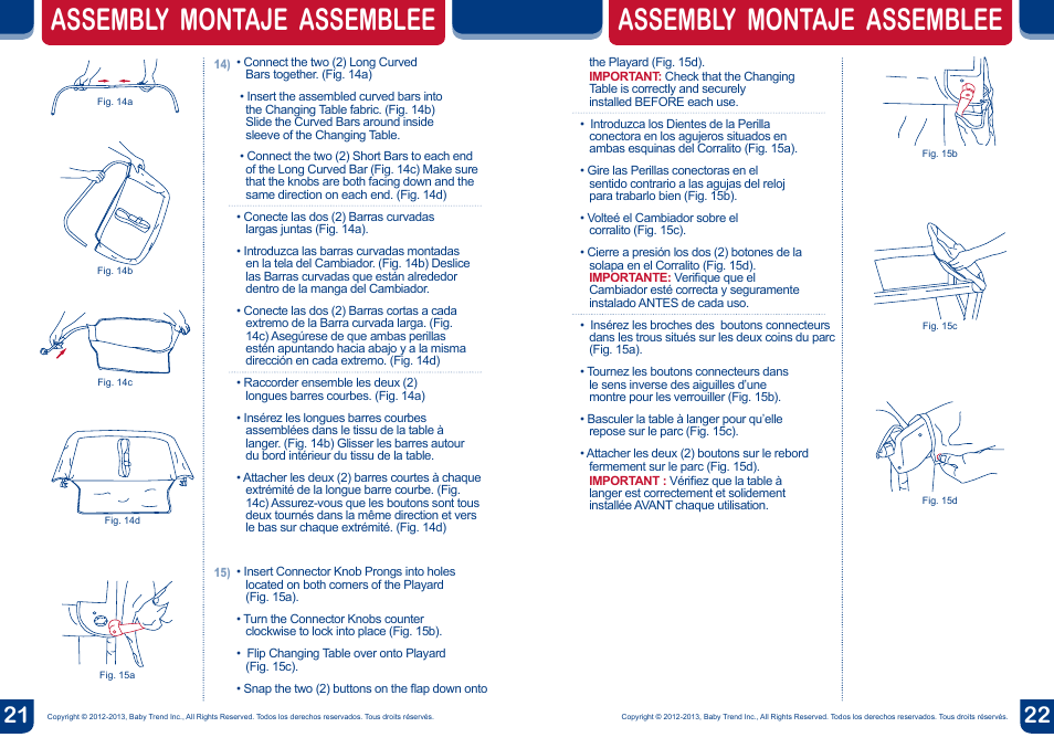 Assembly montaje assemblee | BabyTrend PY91919 - NURSERY CENTER - TURBY User Manual | Page 12 / 16
