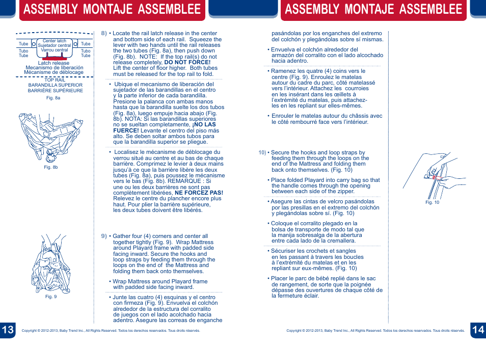 Assembly montaje assemblee | BabyTrend PY91919 - NURSERY CENTER - TURBY User Manual | Page 8 / 16
