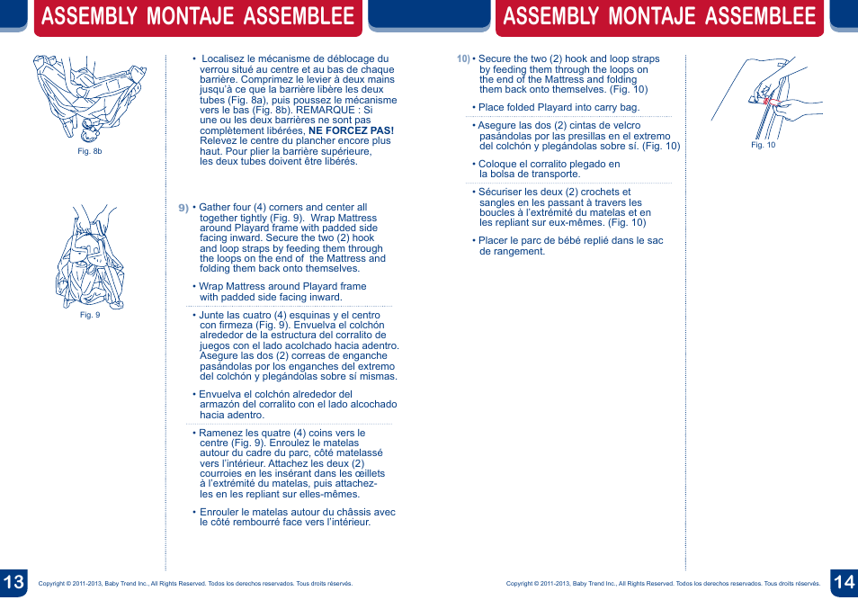 Assembly montaje assemblee | BabyTrend PY81931 - NURSERY CENTER - MONKEY PLAID User Manual | Page 8 / 16