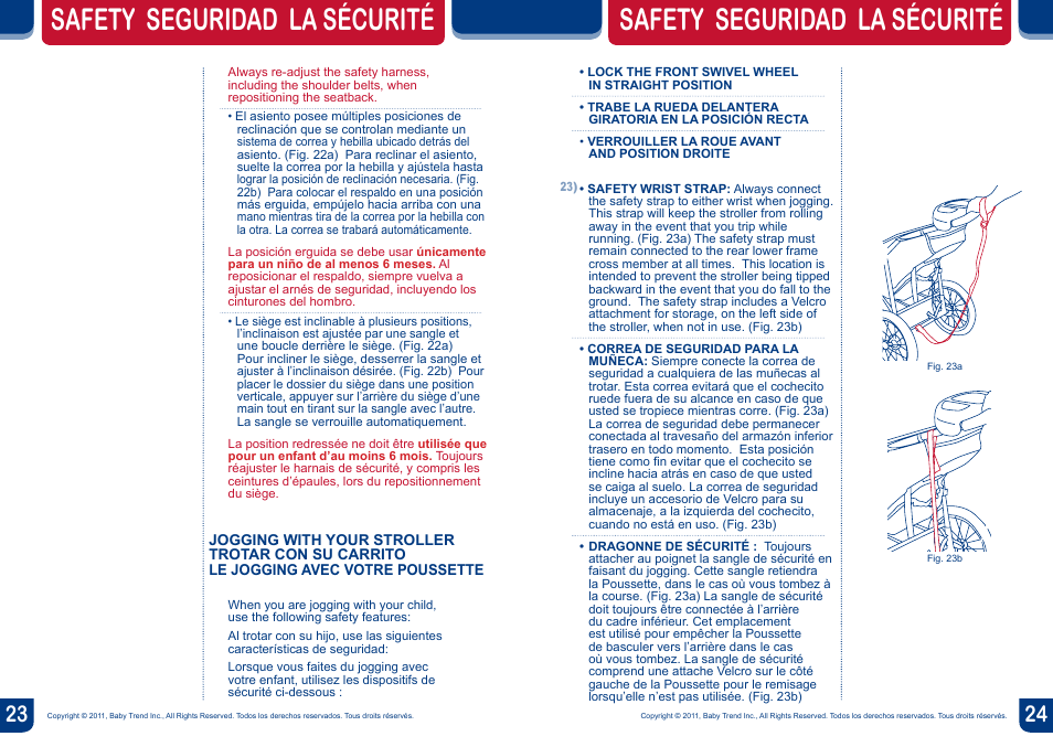 Safety seguridad la sécurité | BabyTrend TJ98017 - VELOCITY TRAVEL SYSTEM - VOLCANO User Manual | Page 13 / 16