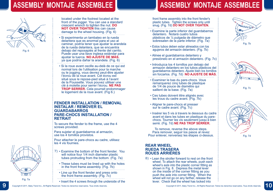 Assembly montaje assemblee | BabyTrend TJ98017 - VELOCITY TRAVEL SYSTEM - VOLCANO User Manual | Page 6 / 16