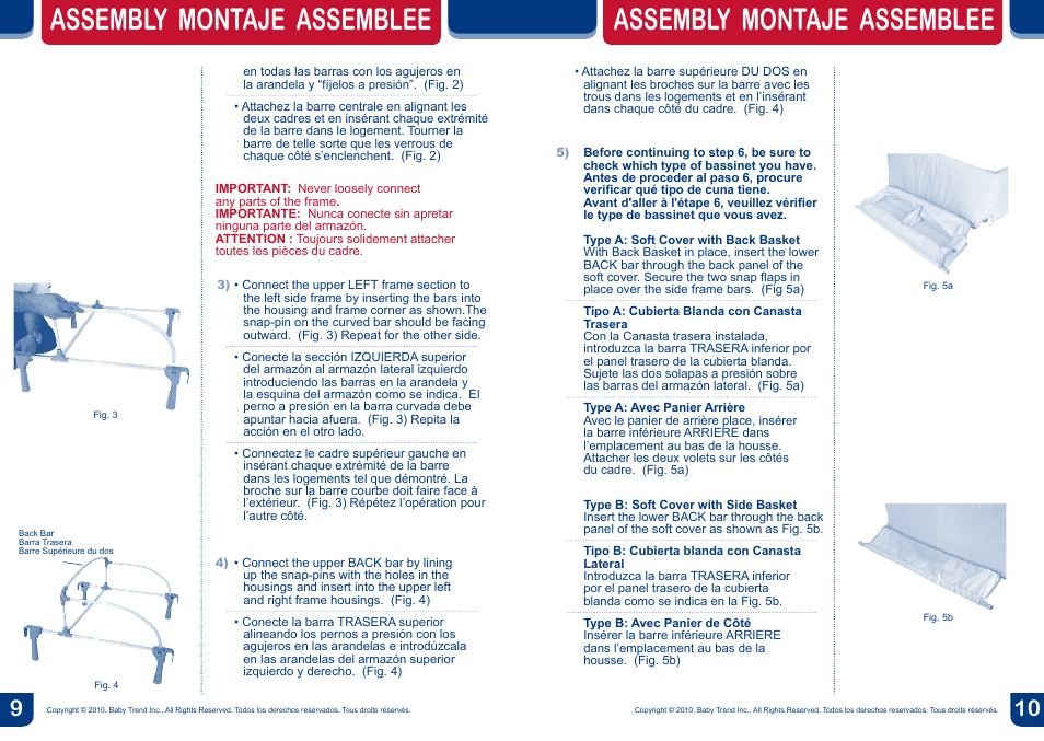 Assembly montaje assemblee | BabyTrend PY87983 - DELUXE NURSERY CENTER - ALL STAR User Manual | Page 6 / 12