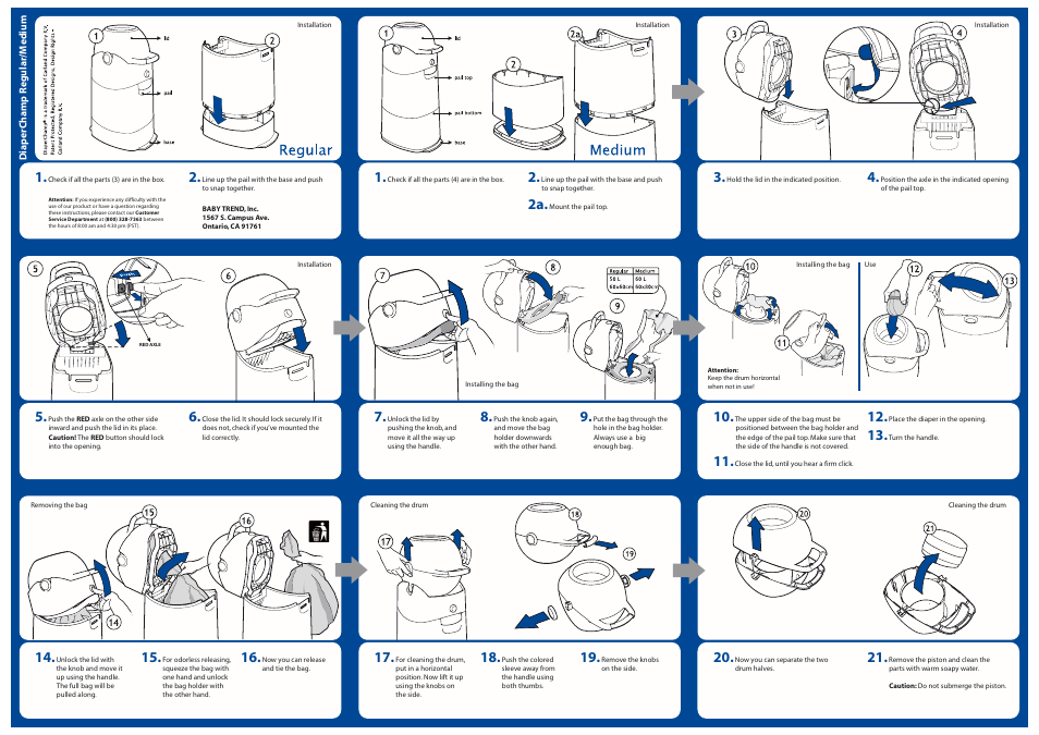 BabyTrend 4100 - DIAPER CHAMP - BLUE User Manual | 1 page