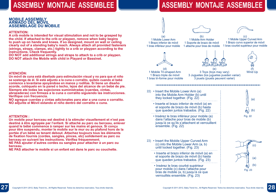 Assembly montaje assemblee | BabyTrend PY81400 - NURSERY CENTER - COLUMBIA User Manual | Page 15 / 16
