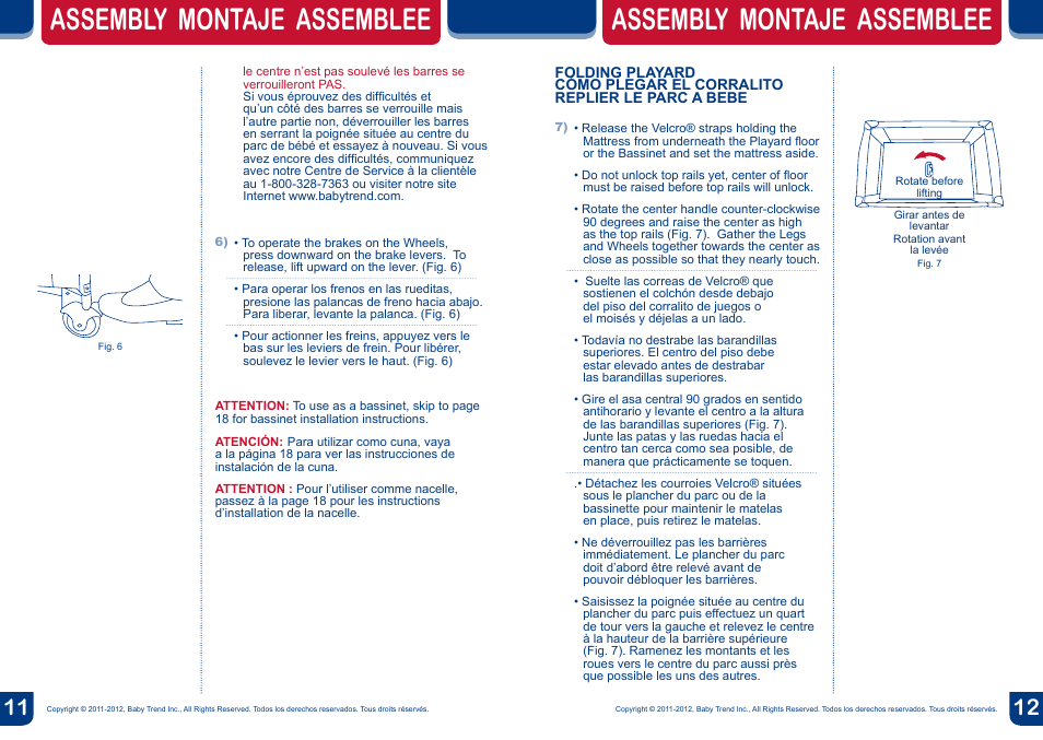 Assembly montaje assemblee | BabyTrend PY81400 - NURSERY CENTER - COLUMBIA User Manual | Page 7 / 16