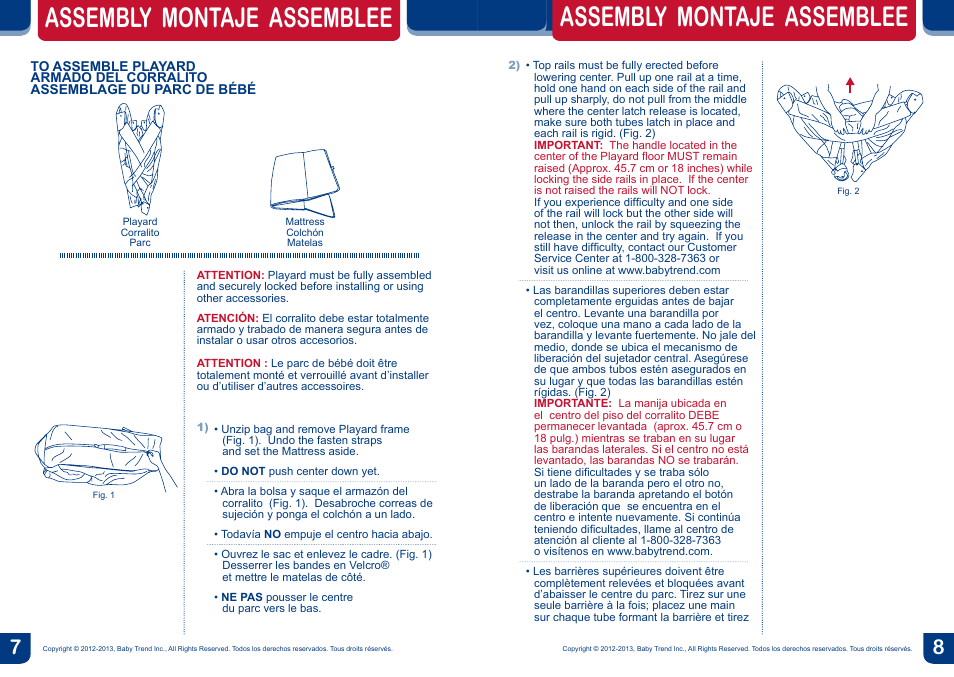 Assembly montaje assemblee | BabyTrend PY81954 - NURSERY CENTER - SAVANNAH User Manual | Page 5 / 14