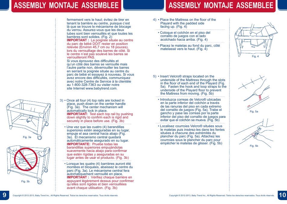 Assembly montaje assemblee | BabyTrend PY81954 - NURSERY CENTER - SAVANNAH User Manual | Page 6 / 14