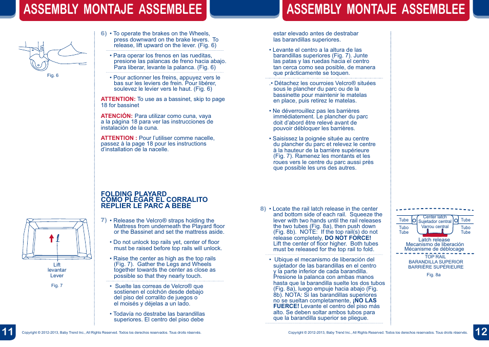 Assembly montaje assemblee | BabyTrend PY81954 - NURSERY CENTER - SAVANNAH User Manual | Page 7 / 14
