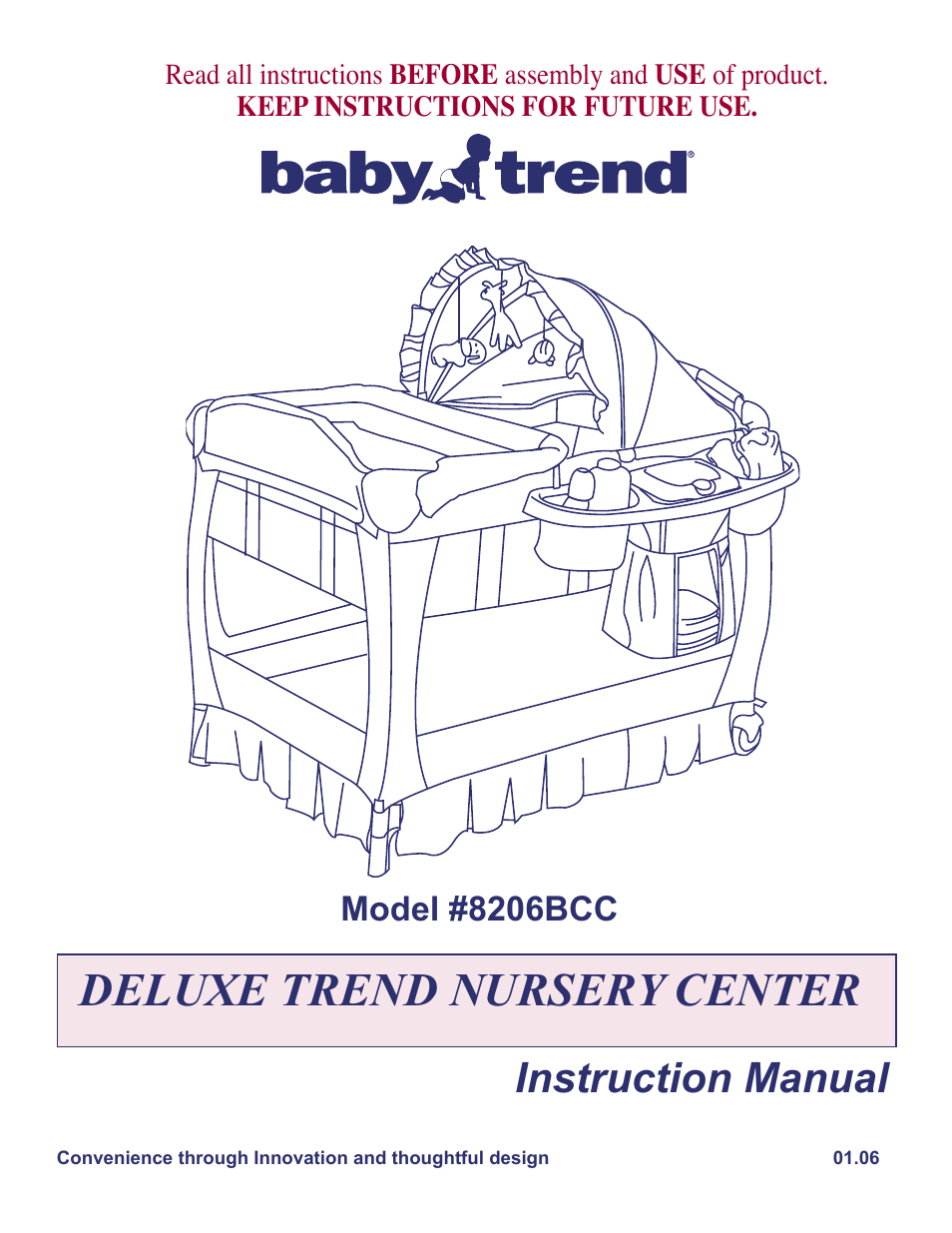 BabyTrend 8206BCC - MALAWI DELUXE NURSERY CENTER User Manual | 11 pages