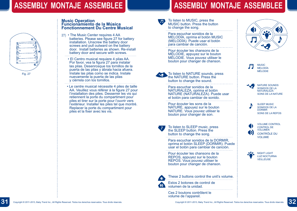 Assembly montaje assemblee | BabyTrend PY81092 - NURSERY CENTER - SUPERNOVA User Manual | Page 17 / 18