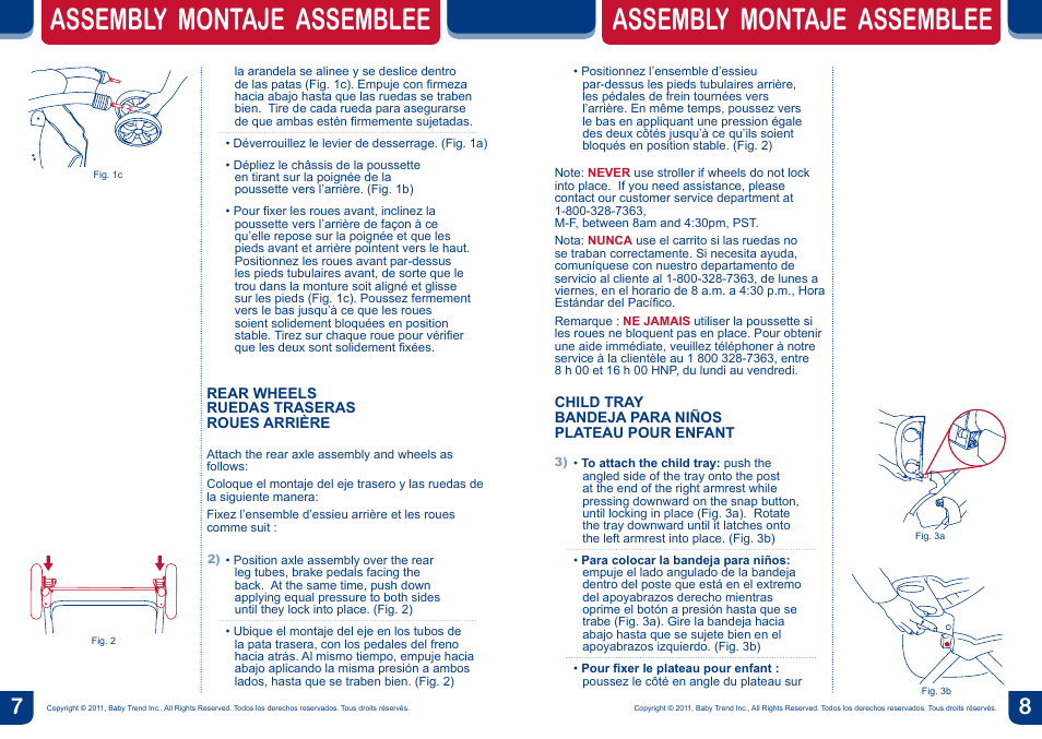 Assembly montaje assemblee | BabyTrend TS24957 - VENTURE BC TRAVEL SYSTEM - JUNGLE FRIENDS User Manual | Page 5 / 12