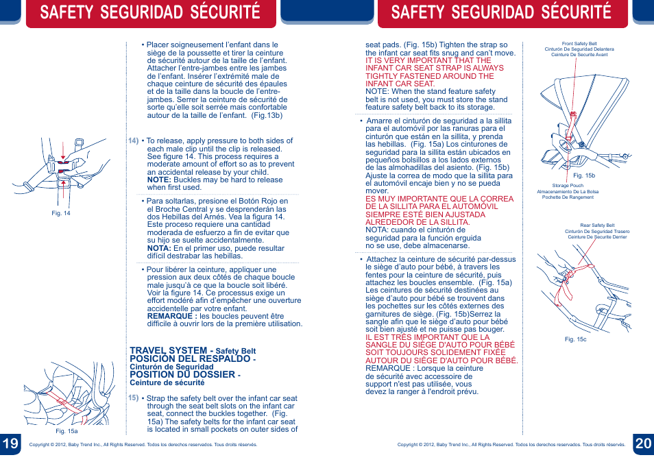 Safety seguridad sécurité | BabyTrend SS76950 - SIT N' STAND DOUBLE STROLLER - METROPOLITAN User Manual | Page 11 / 18