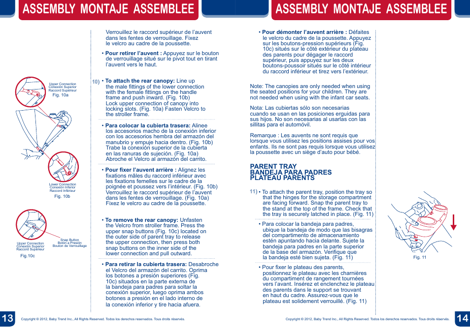 Assembly montaje assemblee | BabyTrend SS76950 - SIT N' STAND DOUBLE STROLLER - METROPOLITAN User Manual | Page 8 / 18