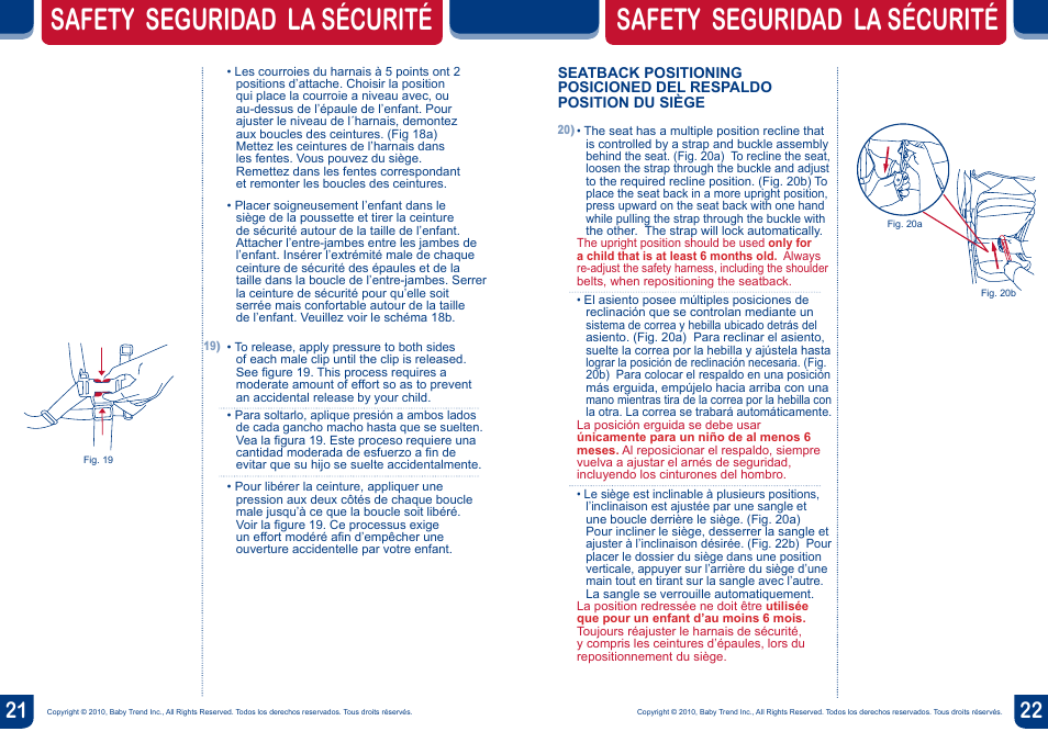 Safety seguridad la sécurité | BabyTrend JG89732 - SUNSPORT LIFESTYLE STROLLER User Manual | Page 12 / 14