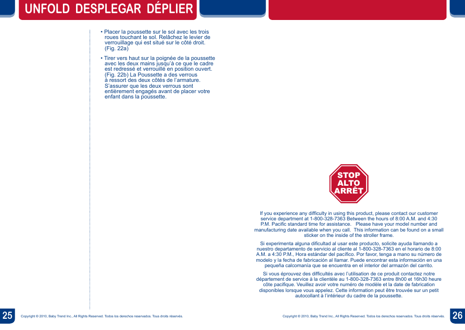 Unfold desplegar déplier | BabyTrend JG89732 - SUNSPORT LIFESTYLE STROLLER User Manual | Page 14 / 14