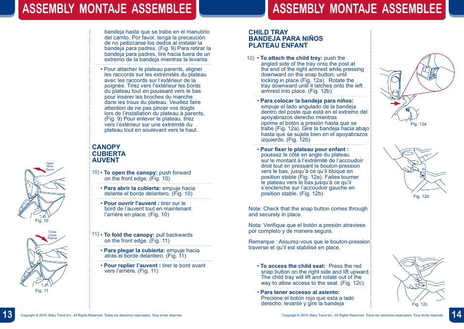 Assembly montaje assemblee | BabyTrend JG89732 - SUNSPORT LIFESTYLE STROLLER User Manual | Page 8 / 14