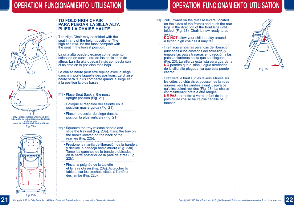 Operation funcionamiento utilisation | BabyTrend HC82933 - MYLIFT HIGH CHAIR - MOD BUG User Manual | Page 12 / 14