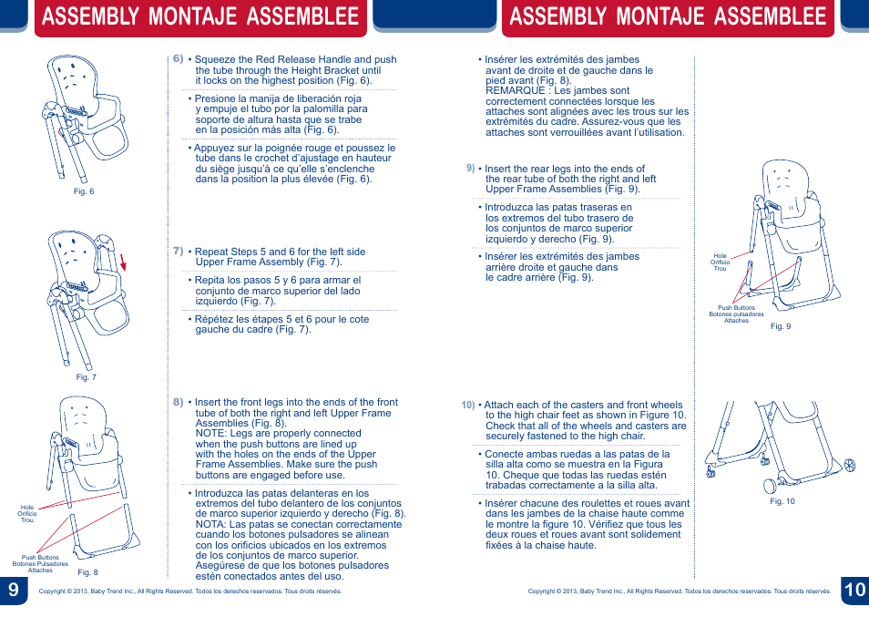 Assembly montaje assemblee | BabyTrend HC82933 - MYLIFT HIGH CHAIR - MOD BUG User Manual | Page 6 / 14