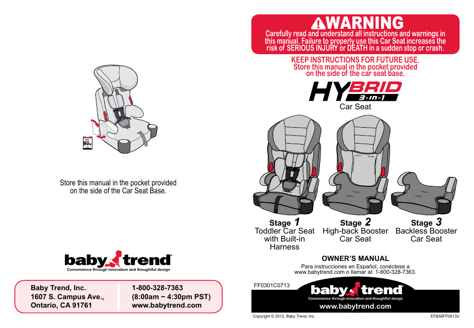 BabyTrend HYBRID 3-IN-1 User Manual | 48 pages