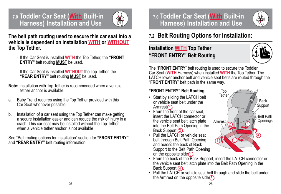 Belt routing options for installation | BabyTrend HYBRID 3-IN-1 User Manual | Page 14 / 48