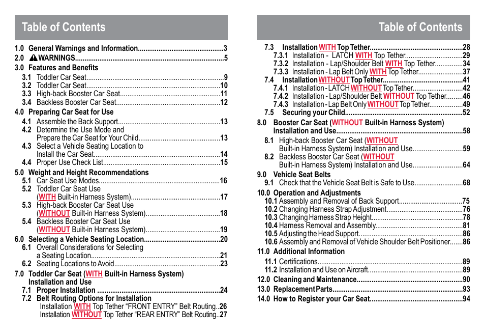 BabyTrend HYBRID 3-IN-1 User Manual | Page 2 / 48